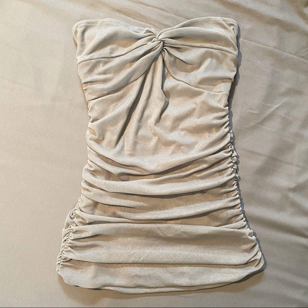 Shimmer Gray Silver Express Tube Top M
